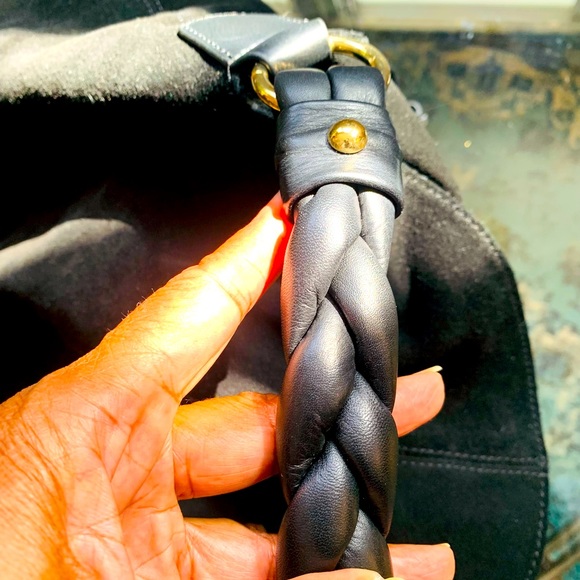 ✨ C. Z. Falconer✨ Black Suede Tassel Handbag W/Braided Leather Handle - Picture 7 of 15